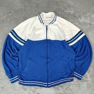 VTG Pierre Cardin blue/white preppy sportswear casual full zip jacket mens XL